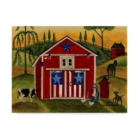 Trademark Fine Art Cheryl Bartley 'Sunrise Red White Blue Barn' Canvas Art, 35x47 ALI41007-C3547GG